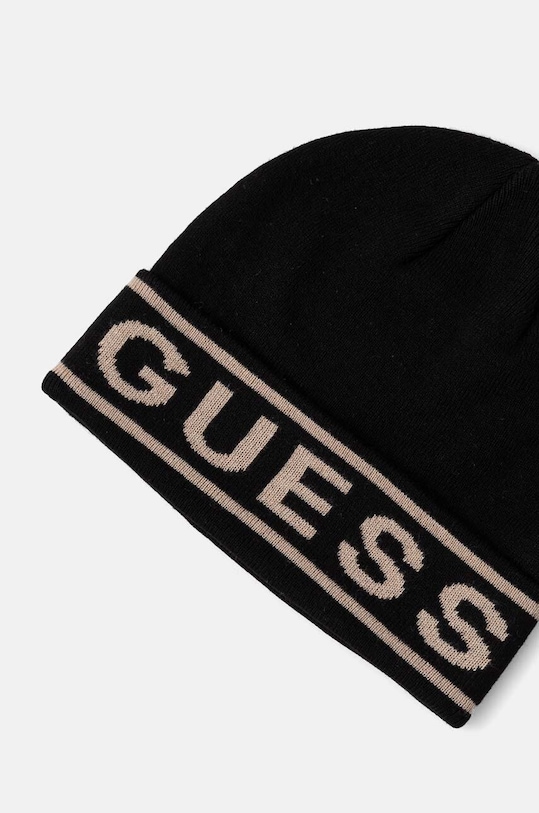 Guess czapka z domieszką wełny LOGO BEANIE M4BZ06.Z3H82 czarny AW24
