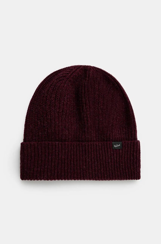 Woolrich berretto in lana Knitted Ribbed Beanie semplice granata CFWOAC0331MRUF0659.UF06