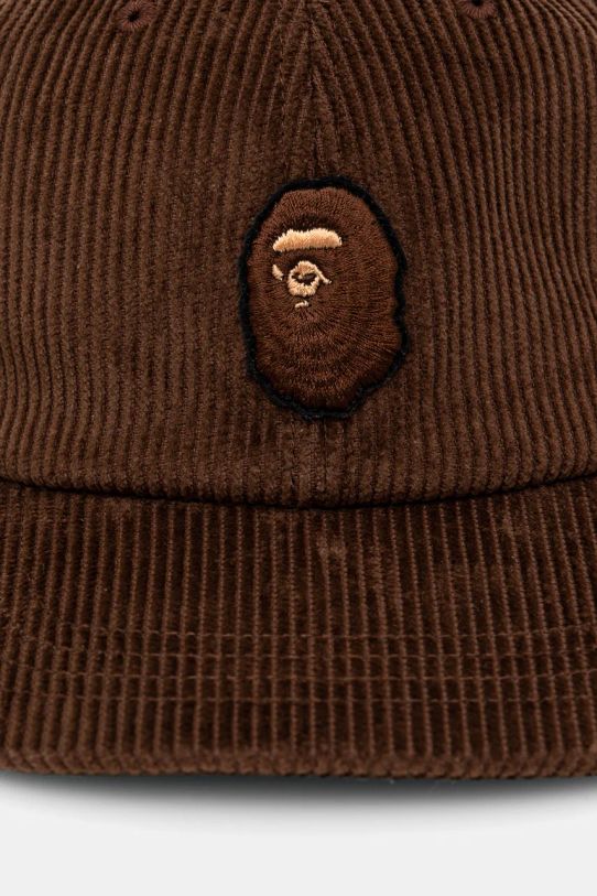 Κοτλέ καπέλο μπέιζμπολ A Bathing Ape Ape Head Corduroy Cap 1K80180004 καφέ AW24