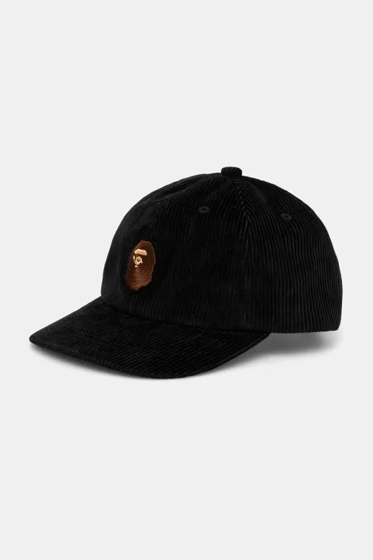 A Bathing Ape corduroy baseball cap Ape Head Corduroy Cap cotton black 1K80180004