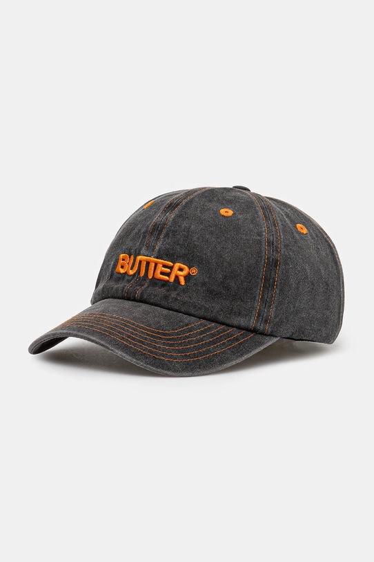 Butter Goods czapka z daszkiem jeansowa Rounded Logo 6 Panel Cap aplikacja czarny BG243807