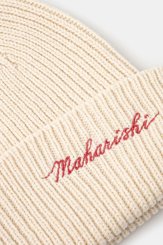 Maharishi czapka wełniana Maharishi Embroidered Beanie 1368.ECRU beżowy AW24