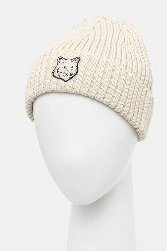Maison Kitsuné wool beanie Bold Fox Head MM06111KT1022 beige SS25