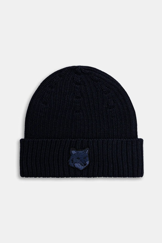 Maison Kitsuné wool beanie Bold Fox Head wool navy MM06111KT1022