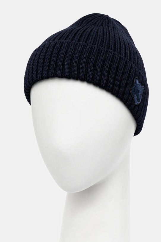 Maison Kitsuné wool beanie Bold Fox Head MM06111KT1022 navy SS25