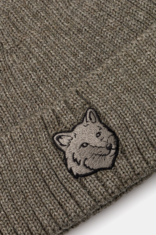 Akcesoria Maison Kitsuné czapka wełniana Bold Fox Head MM06111KT1022 zielony