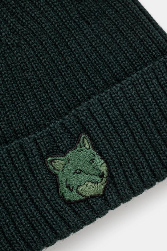 Maison Kitsuné wool beanie Bold Fox Head MM06111KT1022 green AW24