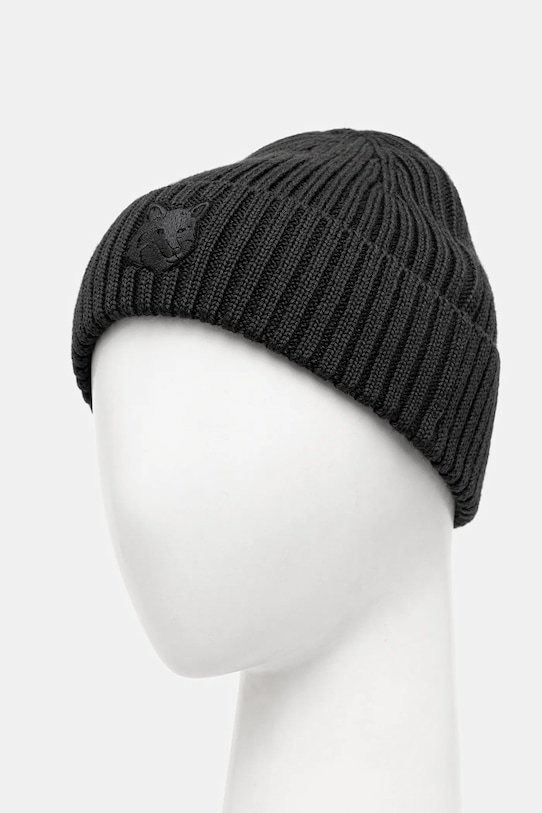 Maison Kitsuné czapka wełniana Bold Fox Head MM06111KT1022 szary AW25