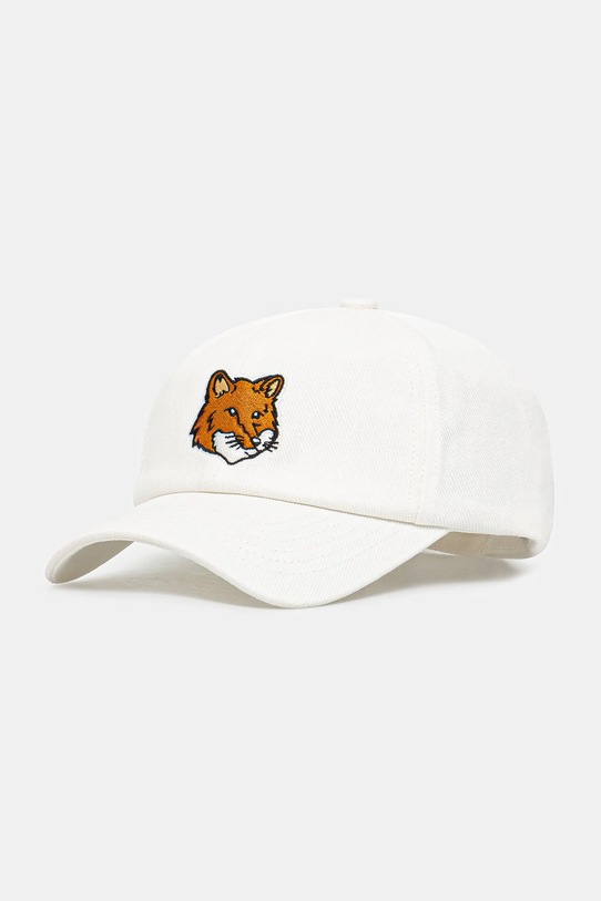 Памучна шапка с козирка Maison Kitsuné Large Fox Head щампа бял MM06103WW0096