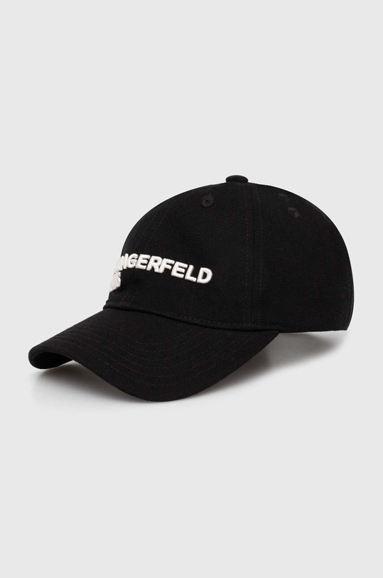 Karl Lagerfeld Jeans czapka z daszkiem bawełniana aplikacja czarny 245D3473