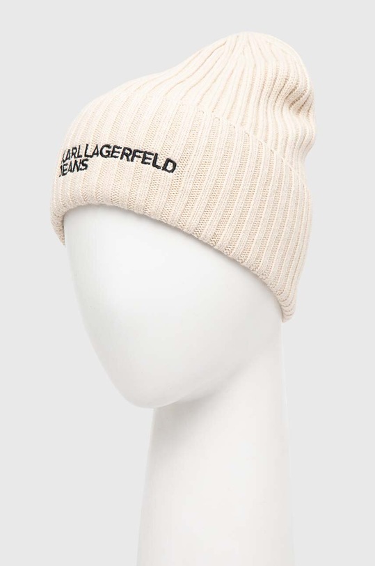 Karl Lagerfeld Jeans czapka z domieszką wełny 245J3405 beżowy AW24