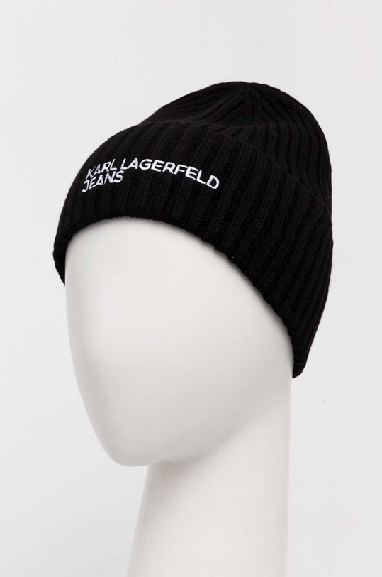 Akcesoria Karl Lagerfeld Jeans czapka z domieszką wełny 245J3405 czarny