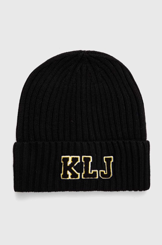 Čepice z vlněné směsi Karl Lagerfeld Jeans s příměsí vlny černá 245J3474