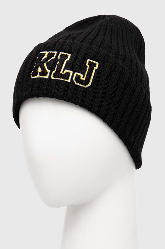 Čepice z vlněné směsi Karl Lagerfeld Jeans 245J3474 černá AW24