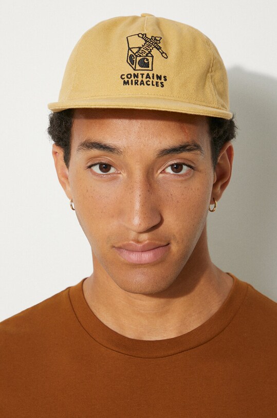 Бавовняна бейсболка Carhartt WIP Stamp Cap I033625.23FXX бежевий