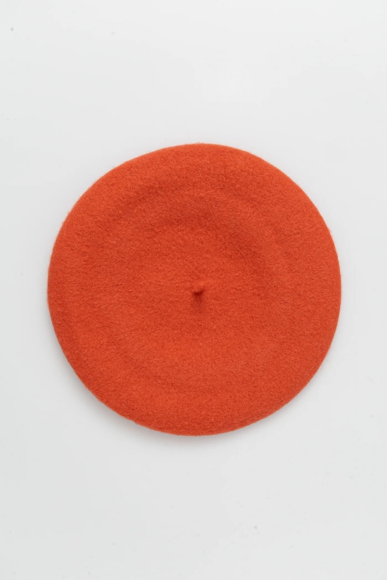 United Colors of Benetton beret wełniany 6HPKD41HF pomarańczowy AW25