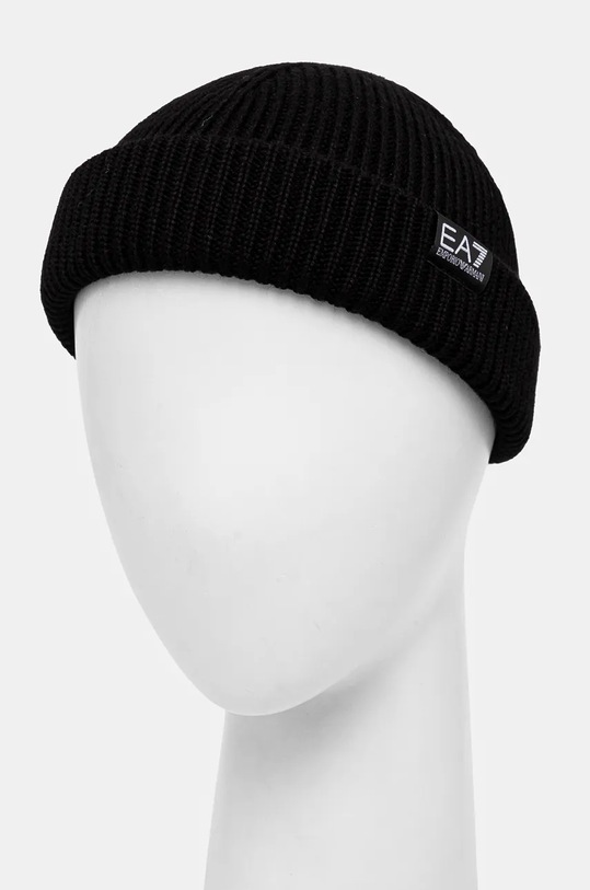 Čiapka s prímesou vlny EA7 Emporio Armani 4F200.244667.00020 čierna AW24