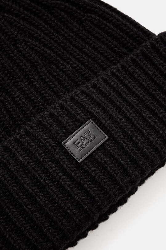 Vlnená čiapka EA7 Emporio Armani 4F201.245112.00020 čierna AW24