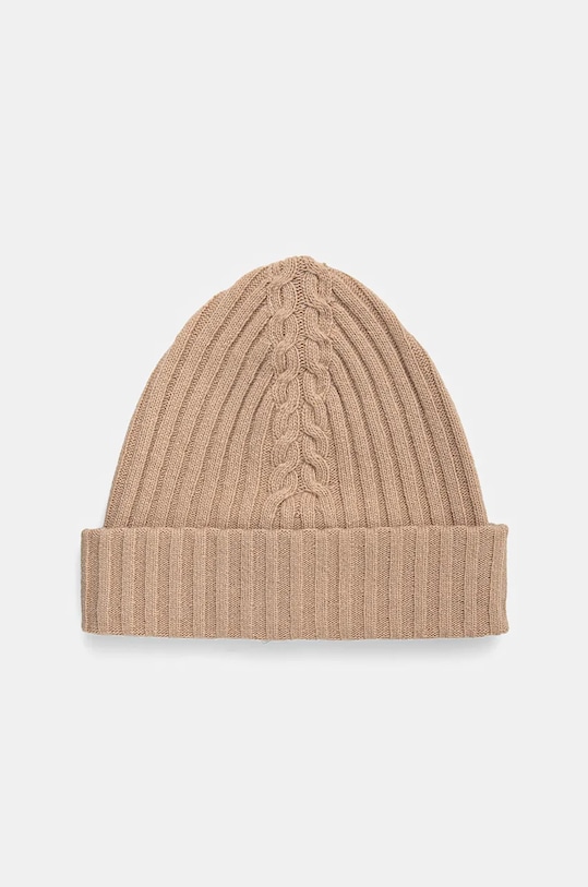 United Colors of Benetton czapka z dodatkiem wełny wełna beżowy 1244DA011