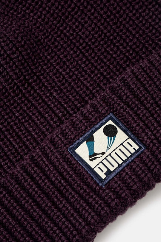 Puma czapka bawełniana Classics Graphic Short Beanie 025680 fioletowy AW24