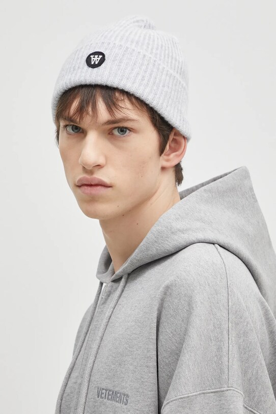 Wood Wood czapka z domieszką wełny Vin AA Beanie 10320804.4068 szary AW24
