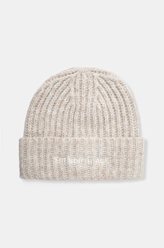 Čepice z vlněné směsi The North Face Fohair Cabin Beanie s příměsí vlny béžová NF0A887TQLI1
