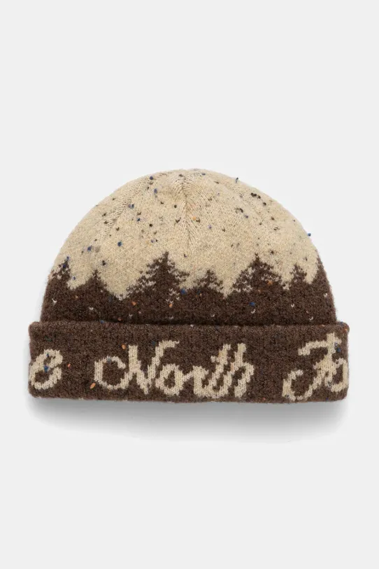 Čepice The North Face Cabin Mountainscape Beanie hrubá hnědá NF0A887V9GI1