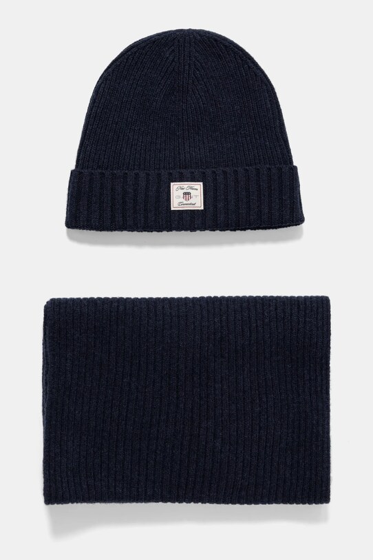 Vlnená čiapka a šál Gant vlna tmavomodrá 9990018