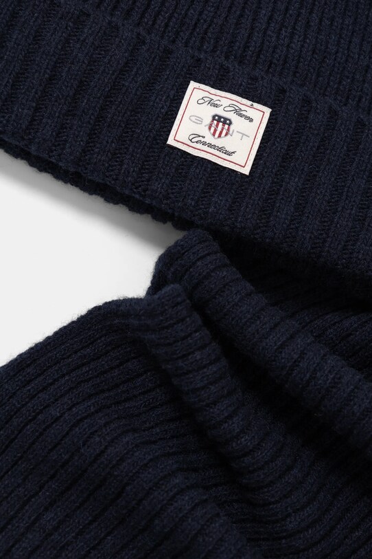 Vlnená čiapka a šál Gant tmavomodrá 9990018
