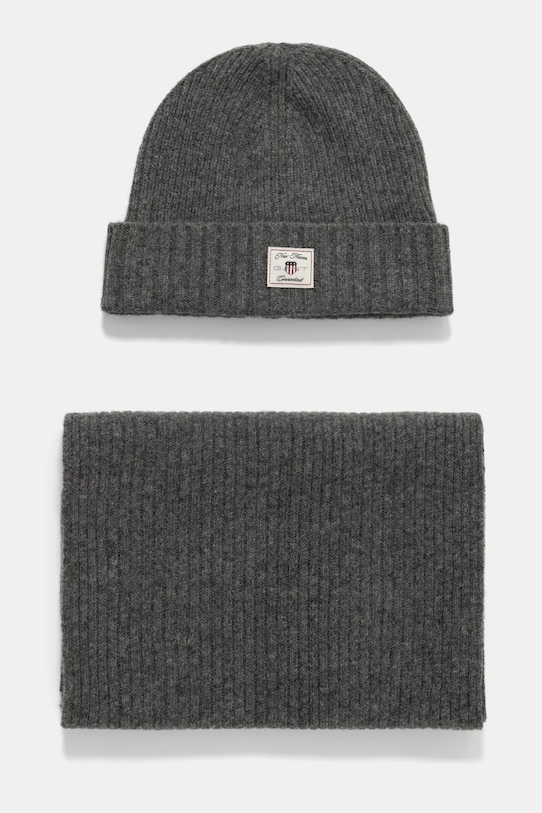 Gant caciula si fular din lana uni gri 9990018