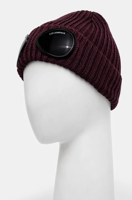 Akcesoria C.P. Company czapka wełniana Extra Fine Merino Wool Goggle Beanie 17CMAC122A005509A fioletowy