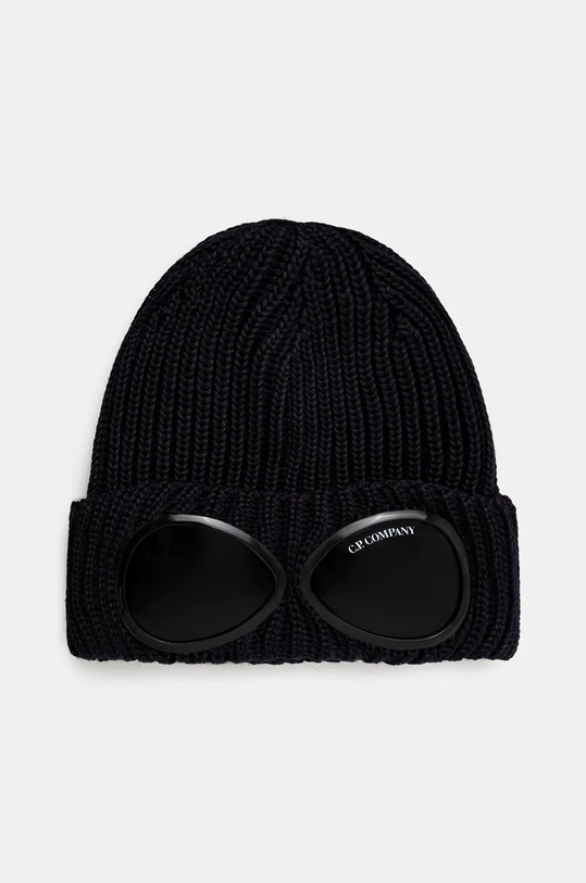 C.P. Company czapka wełniana Extra Fine Merino Wool Goggle Beanie wełna granatowy 17CMAC122A005509A