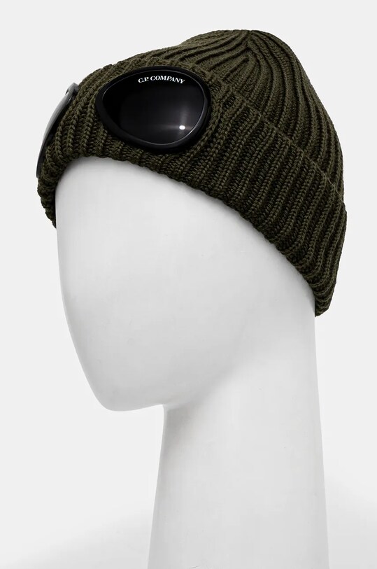 Akcesoria C.P. Company czapka wełniana Extra Fine Merino Wool Goggle Beanie 17CMAC122A005509A zielony