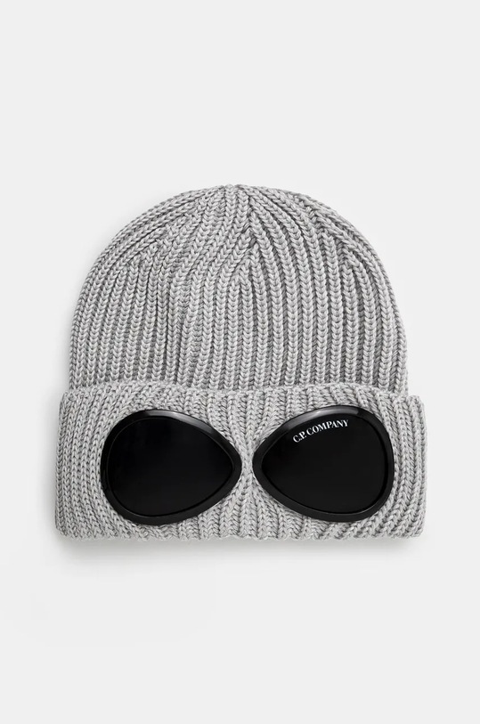 C.P. Company czapka wełniana Extra Fine Merino Wool Goggle Beanie wełna szary 17CMAC122A005509A