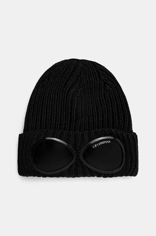 C.P. Company căciulă de lână Extra Fine Merino Wool Goggle Beanie uni negru 17CMAC122A005509A