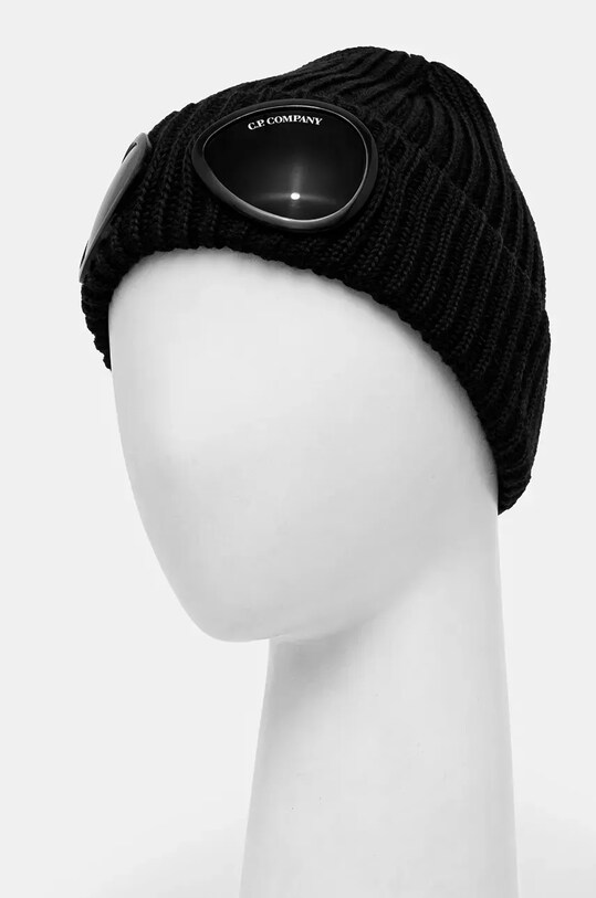 Accesorii C.P. Company căciulă de lână Extra Fine Merino Wool Goggle Beanie 17CMAC122A005509A negru