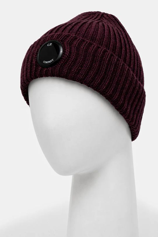 Akcesoria C.P. Company czapka wełniana Extra Fine Merino Wool Goggle Beanie 17CMAC272A005509A fioletowy