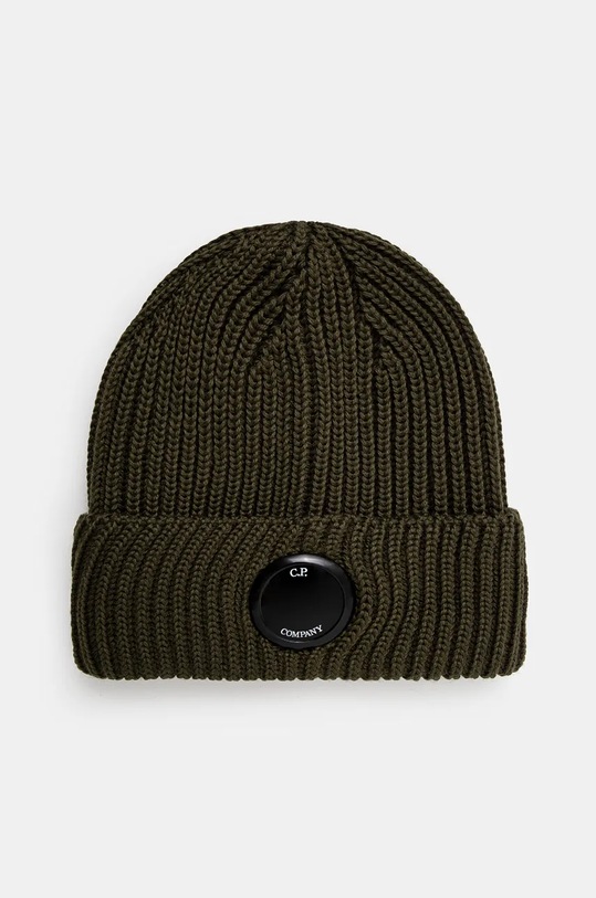 Vlněná čepice C.P. Company Extra Fine Merino Wool Goggle Beanie vlna zelená 17CMAC272A005509A