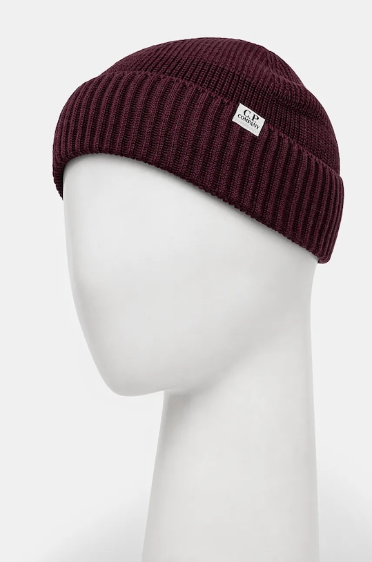Akcesoria C.P. Company czapka Knit Cap In Re-Wool 17CMAC293A006595A fioletowy