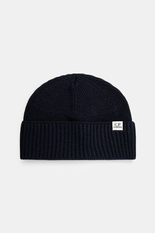 C.P. Company beanie Knit Cap In Re-Wool plain navy 17CMAC293A006595A