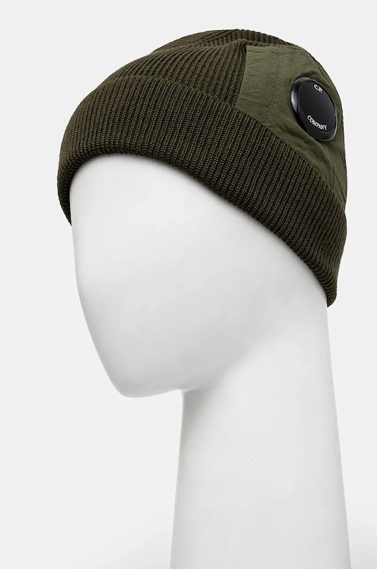 Вовняна шапка C.P. Company Knit Cap 17CMAC297A005509A зелений AW24