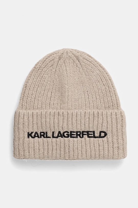 Шерстяная шапка Karl Lagerfeld шерсть бежевый 246W3411