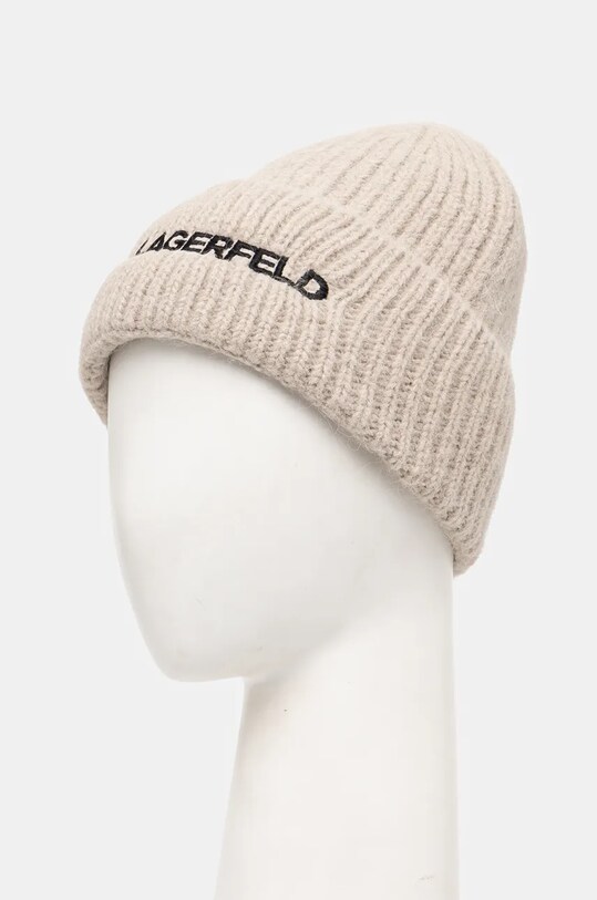 Вовняна шапка Karl Lagerfeld 246W3411 бежевий AW24
