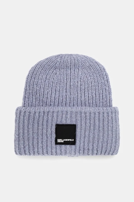 Čepice z vlněné směsi Karl Lagerfeld Jeans s příměsí vlny modrá 246J3404