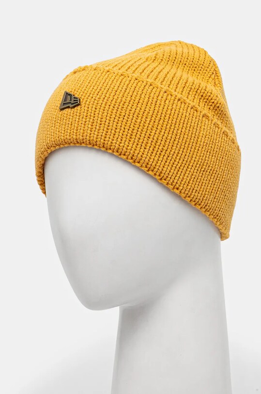 Akcesoria New Era czapka z domieszką wełny WIDE CUFF BEANIE 60565448 żółty