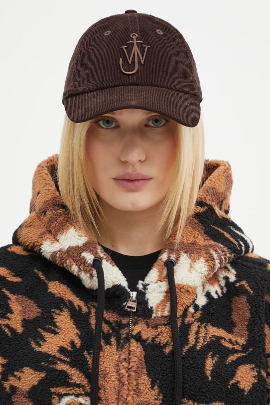 Bavlněná baseballová čepice JW Anderson Baseball Cap hladký hnědá AC0198.FA0386.685