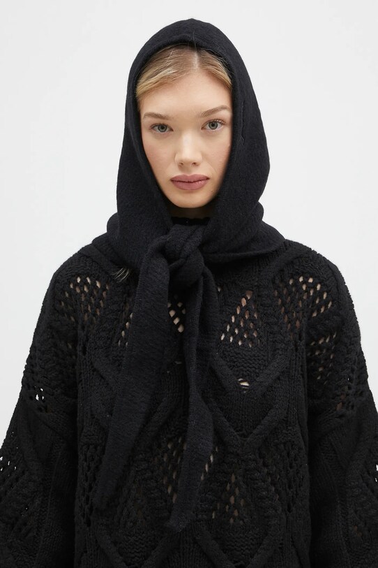 GANNI masca Soft Wool Balaclava A6223 negru AW24