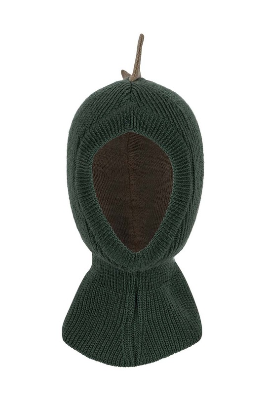 Detská vlnená kukla Konges Sløjd ANIMAL BALACLAVA zelená KS101211