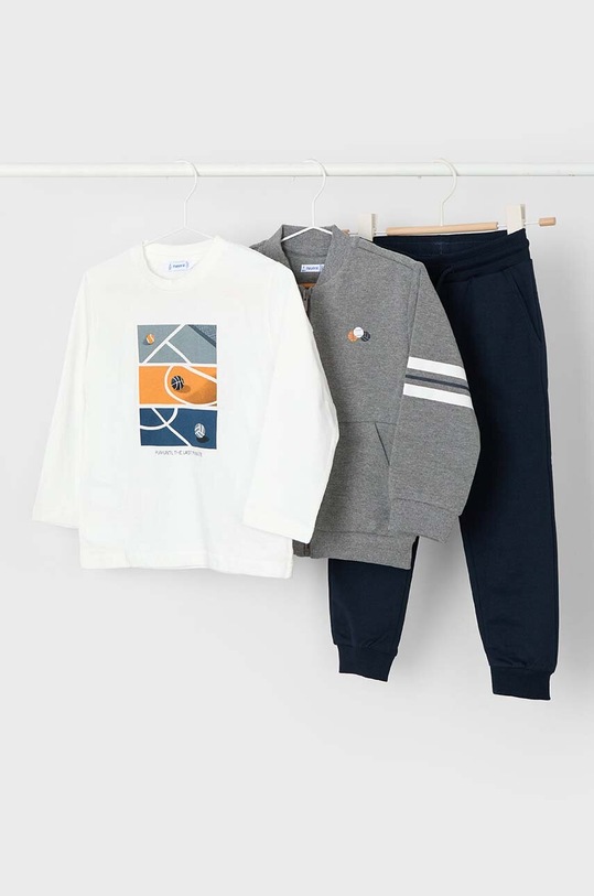 Mayoral set trening copii - longsleeve, hanorac și pantaloni tricotaj gri 4880.5C.Mini.9BYH