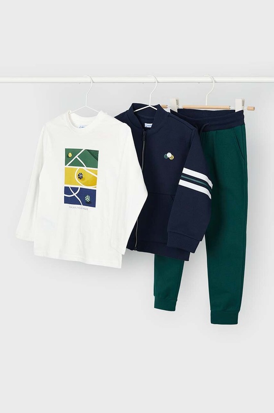 Mayoral set trening copii - longsleeve, hanorac și pantaloni 4880.5C.Mini.9BYH verde AW24